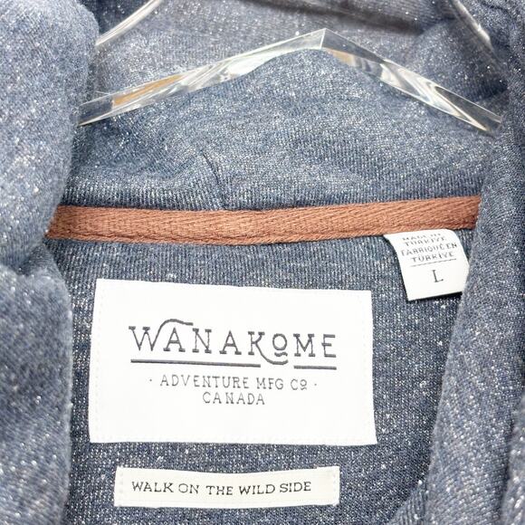 Wanakome‎ Lurex Cowl Neck Navy Heather Hooded Sweatshirt L - Picture 3 of 4